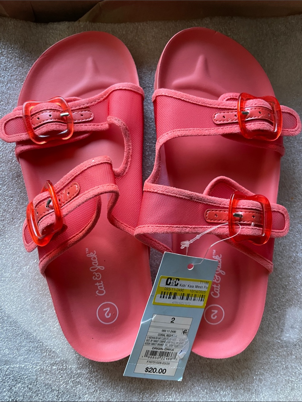 Kids' Coral/Pinkish Double-Buckle Slide Sandals - Picture 2 of 3